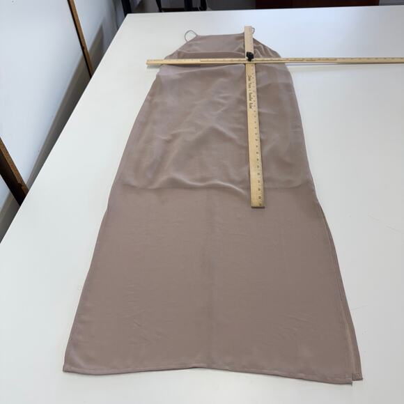 ASOS Dress Womens 0 Taupe Pink Halter Maxi V Back Slit Hem - Picture 7 of 7